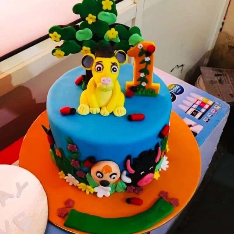 Buy Jungle & Animal Theme 1st Birthday Cake Online in Delhi NCR : Fondant  Cake Studio
