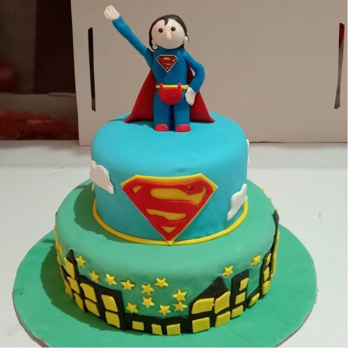Superman and Batman 2 Tier Birthday Cake