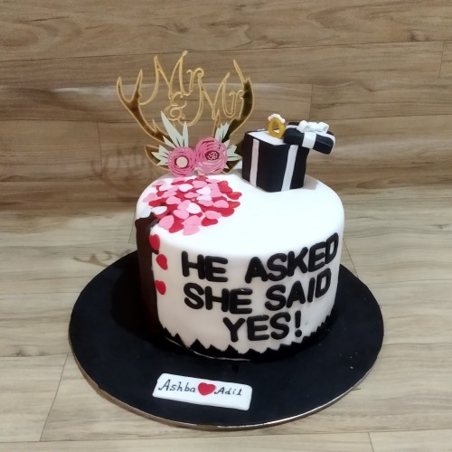 Miss to Mrs Engagement Fondant Cake