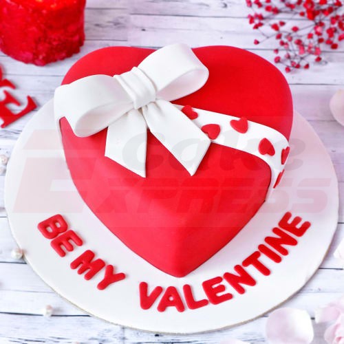 Valentine Heart Gift Fondant Cake